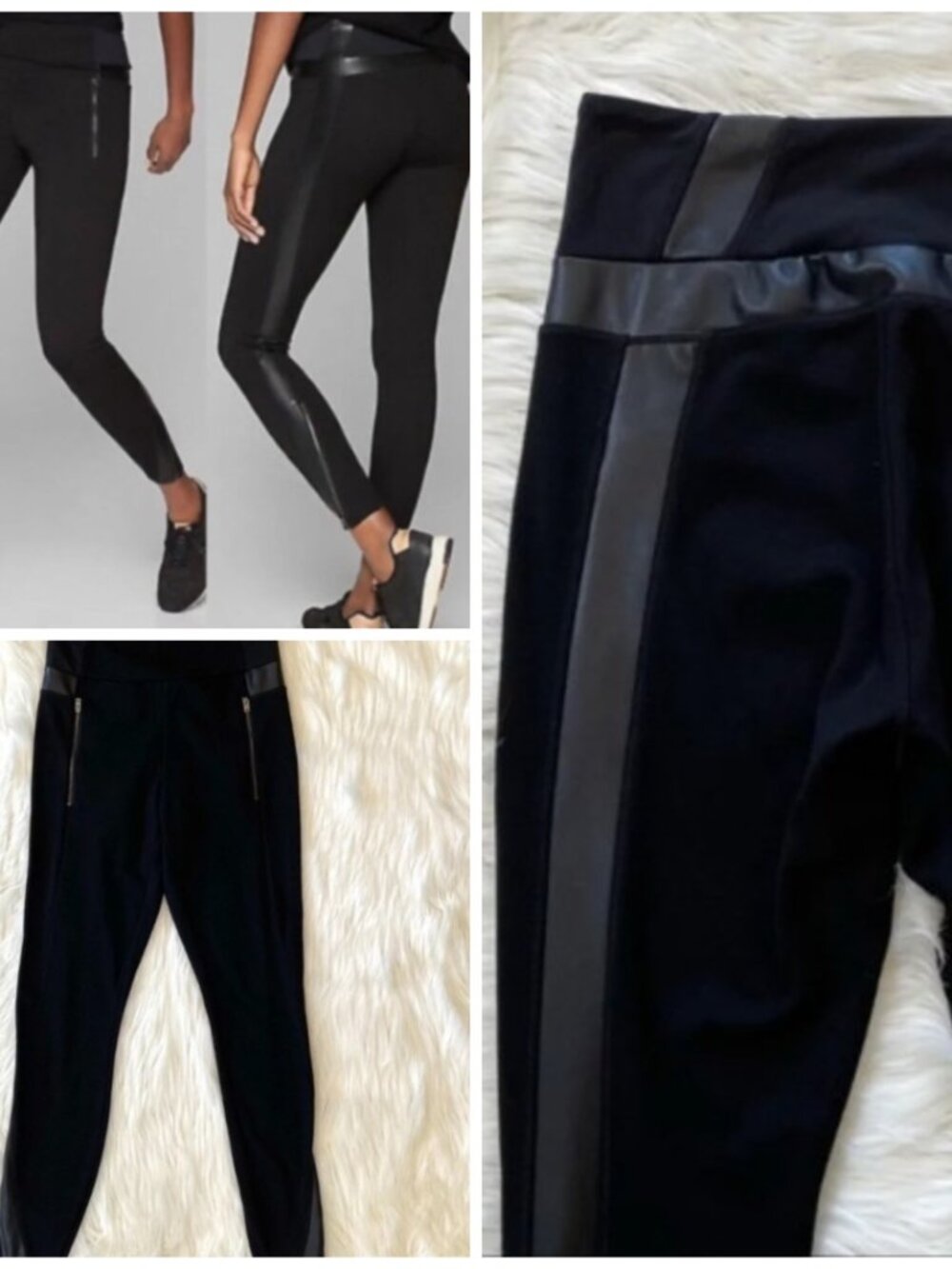 Athleta Ponte Faux Leather Moto Leggings - size S